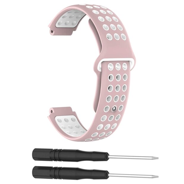 Silikon-Sportarmband - Rosa + Wei&szlig; - Garmin Forerunner 220 / 230 / 235 / 620 / 630 / 735 (XT)