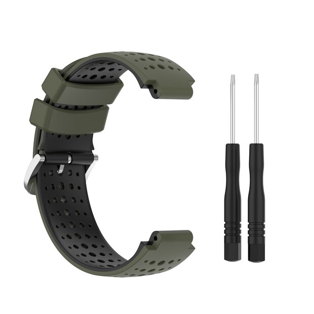 Silikon-Punktmuster-Armband - Dunkelgr&uuml;n + Schwarz - Garmin Forerunner 220 / 230 / 235 / 620 / 630 / 735 (XT)