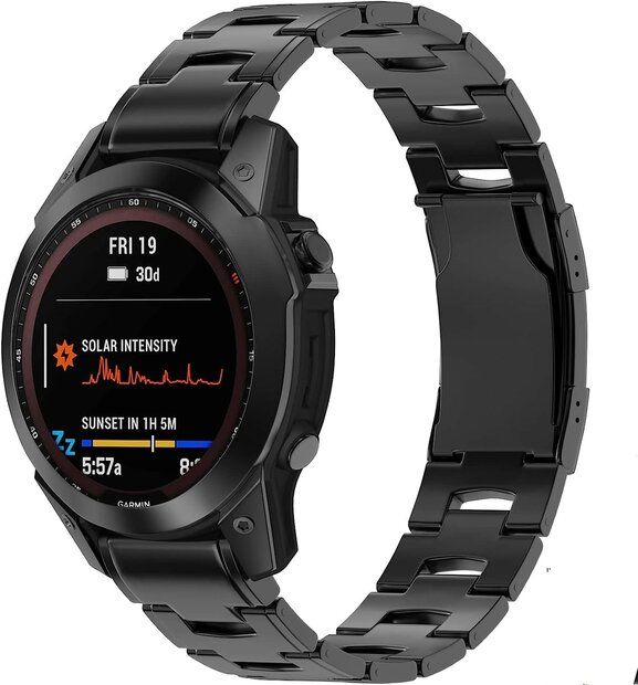 Titanium Gliederarmband - Schwarz - Garmin Fenix 7X / 6X / 5X