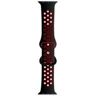 Sportarmband mit zus&auml;tzlicher Schlaufe - Schwarz + Rot - Geeignet f&uuml;r Apple Watch 38mm / 40mm / 41mm / 42mm
