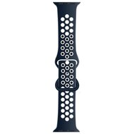 Sportarmband mit zus&auml;tzlicher Schlaufe - Dunkelblau + Wei&szlig; - Geeignet f&uuml;r Apple Watch 44mm / 45mm / 46mm / 49mm