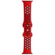 Sportarmband mit zus&auml;tzlicher Schlaufe - Rot + Schwarz - Geeignet f&uuml;r Apple Watch 44mm / 45mm / 46mm / 49mm