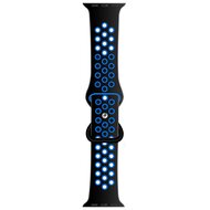 Sportarmband mit zus&auml;tzlicher Schlaufe - Schwarz + Blau - Geeignet f&uuml;r Apple Watch 44mm / 45mm / 46mm / 49mm