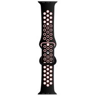 Sportarmband mit zus&auml;tzlicher Schlaufe - Schwarz + Pink - Geeignet f&uuml;r Apple Watch 44mm / 45mm / 46mm / 49mm