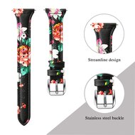 Fitbit Versa 1 / 2 &amp; Lite Armband TPU Leder - Blumendruck schwarz