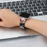 Fitbit Versa 1 / 2 &amp; Lite Lederband - Blumendruck rosa