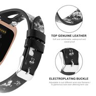 Fitbit Versa 1 / 2 &amp; Lite Armband TPU Leder - Blumendruck schwarz