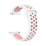 Fitbit Versa 1 / 2 &amp; Lite Sportband - Gr&ouml;&szlig;e: Gro&szlig; - Wei&szlig; + Rosa