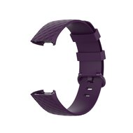 Fitbit Charge 3 &amp; 4 Silikonband mit Rautenmuster - Gr&ouml;&szlig;e: Klein - Dunkelviolett