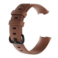 Fitbit Charge 3 &amp; 4 Silikonband mit Rautenmuster - Gr&ouml;&szlig;e: Klein - Kaffee