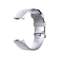 Fitbit Charge 3 &amp; 4 Silikonband mit Diamantmuster - Gr&ouml;&szlig;e: Klein - Silber