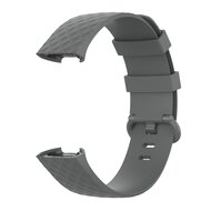 Fitbit Charge 3 &amp; 4 Silikonband mit Diamantmuster - Gr&ouml;&szlig;e: Klein - Grau