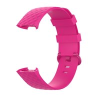 Fitbit Charge 3 &amp; 4 Silikonband mit Rautenmuster - Gr&ouml;&szlig;e: Klein - Rosa