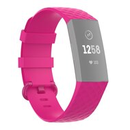 Fitbit Charge 3 &amp; 4 Silikonband mit Rautenmuster - Gr&ouml;&szlig;e: Gro&szlig; - Rosa