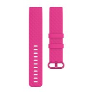 Fitbit Charge 3 &amp; 4 Silikonband mit Rautenmuster - Gr&ouml;&szlig;e: Gro&szlig; - Rosa