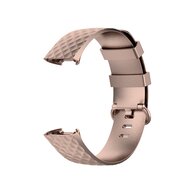 Fitbit Charge 3 &amp; 4 Silikonband mit Rautenmuster - Gr&ouml;&szlig;e: Gro&szlig; - Ros&eacute;gold