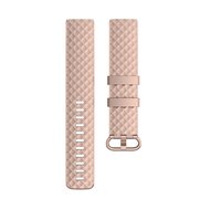 Fitbit Charge 3 &amp; 4 Silikonband mit Rautenmuster - Gr&ouml;&szlig;e: Gro&szlig; - Ros&eacute;gold