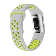 Fitbit Charge 3 &amp; 4 Silikon DOT Armband - Gr&uuml;n / Grau - Gr&ouml;&szlig;e: Gro&szlig;