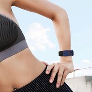 Fitbit Charge 3 &amp; 4 Silikon DOT-Armband - Dunkelblau / Schwarz - Gr&ouml;&szlig;e: Large
