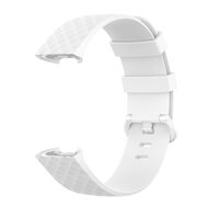 Fitbit Charge 3 &amp; 4 Silikonband mit Rautenmuster - Gr&ouml;&szlig;e: Gro&szlig; - Wei&szlig;