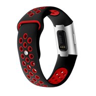 Fitbit Charge 3 &amp; 4 Silikon DOT Armband - Rot/Schwarz - Gr&ouml;&szlig;e: Gro&szlig;