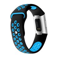 Fitbit Charge 3 &amp; 4 Silikon DOT Armband - Blau/Schwarz - Gr&ouml;&szlig;e: Gro&szlig;