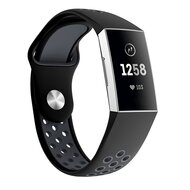 Fitbit Charge 3 &amp; 4 Silikon DOT Band - Schwarz + Grau - Gr&ouml;&szlig;e: Large