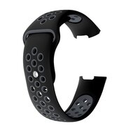 Fitbit Charge 3 &amp; 4 Silikon DOT Band - Schwarz + Grau - Gr&ouml;&szlig;e: Large