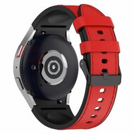 Leder + Silikonband - Gr&ouml;&szlig;e: gro&szlig; - Rot - Samsung Galaxy Watch 4 Classic - 42mm &amp; 46mm