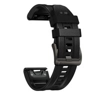 Leder + Silikonarmband - Schwarz - Garmin Fenix 7X / 6X / 5X