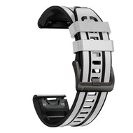 Leder + Silikonband - Wei&szlig; - Garmin Fenix 7X / 6X / 5X