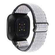 Fitbit Versa 3/4 &amp; Sense 1/2 Nylon Laufband - Wei&szlig; mit Schwarz
