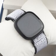Fitbit Versa 3/4 &amp; Sense 1/2 Nylon Laufband - Wei&szlig; mit Schwarz