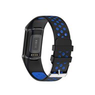 FitBit Charge 5 &amp; 6 Sportarmband mit Schnalle - Schwarz / Blau - Zweifarbig - Gr&ouml;&szlig;e: L