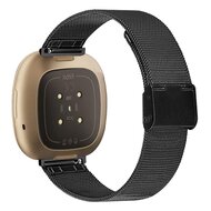 Fitbit Versa 3/4 &amp; Sense 1/2 - Milanaiseband mit Verschluss - Schwarz