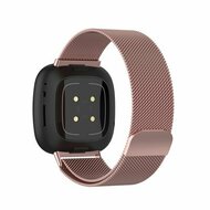 Fitbit Versa 3/4 &amp; Sense 1/2 milanaise Armband - Large - Rosa Gold