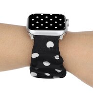 Elastisches Armband - Schwarz mit wei&szlig;en Tupfen - Geeignet f&uuml;r Apple Watch 38mm / 40mm / 41mm / 42mm