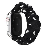 Elastisches Armband - Schwarz mit wei&szlig;en Tupfen - Geeignet f&uuml;r Apple Watch 44mm / 45mm / 46mm / 49mm