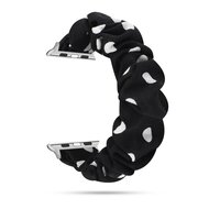 Elastisches Armband - Schwarz mit wei&szlig;en Tupfen - Geeignet f&uuml;r Apple Watch 44mm / 45mm / 46mm / 49mm