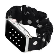 Elastisches Armband - Schwarz mit wei&szlig;en Tupfen - Geeignet f&uuml;r Apple Watch 44mm / 45mm / 46mm / 49mm