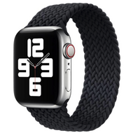 Geflochtenes Solo Loop Armband - Gr&ouml;&szlig;e: M - Schwarz - Geeignet f&uuml;r Apple Watch 44mm / 45mm / 46mm / 49mm