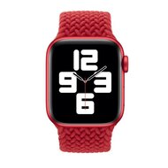 Geflochtenes Solo Loop Armband - Gr&ouml;&szlig;e: L - Rot - Geeignet f&uuml;r Apple Watch 44mm / 45mm / 46mm / 49mm