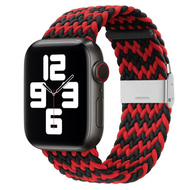 Geflochtenes Armband - Schwarz / Rot - Geeignet f&uuml;r Apple Watch 38mm / 40mm / 41mm / 42mm