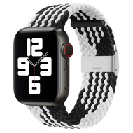 Geflochtenes Armband - Schwarz mit Wei&szlig; - Geeignet f&uuml;r Apple Watch 38mm / 40mm / 41mm / 42mm