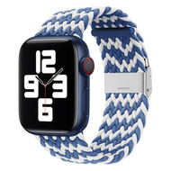 Geflochtenes Band - Blau / Wei&szlig; - Geeignet f&uuml;r Apple Watch 38mm / 40mm / 41mm / 42mm