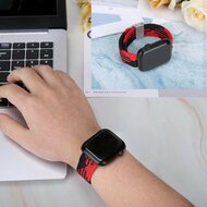 Geflochtenes Armband - Rot mit Schwarz - Geeignet f&uuml;r Apple Watch 38mm / 40mm / 41mm / 42mm