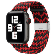 Geflochtenes Armband - Schwarz / Rot - Geeignet f&uuml;r Apple Watch 44mm / 45mm / 46mm / 49mm