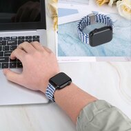 Geflochtenes Band - Blau / Wei&szlig; - Geeignet f&uuml;r Apple Watch 44mm / 45mm / 46mm / 49mm