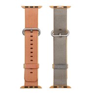 Nylonband - Hellbraun / Rot - Geeignet f&uuml;r Apple Watch 44mm / 45mm / 46mm / 49mm