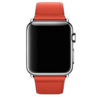 Klassisches Lederarmband - Hellorange/Braun - Geeignet f&uuml;r Apple Watch 38mm / 40mm / 41mm / 42mm